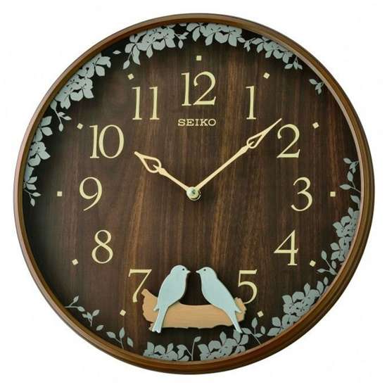 Seiko Pendulum Swinging Bird Brown Wall Clock QXC237B