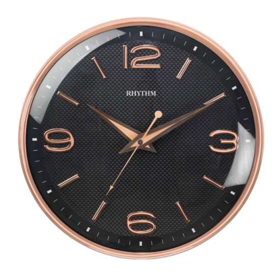 Rhythm Rose Gold Black 3D Wall Clock CMG583NR13