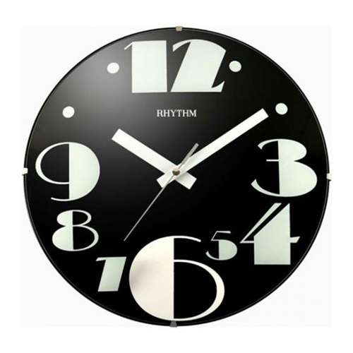 Rhythm Glass Black Analog Wall Clock CMG519NR71 (Singapore Only)