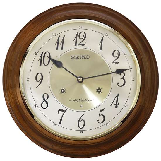 Seiko 18 Melodies Wood Wall Clock QXM283B QXM283BN (Singapore Only)