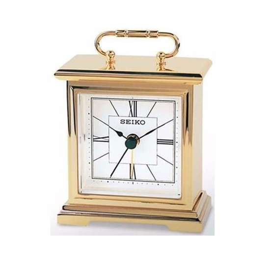 Seiko QHE005GN QHE005G Desk Alarm Square Gold Clock