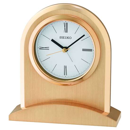 Seiko Beep Alarm Gold Aluminium Case Table Clock QHE163G QHE163GN