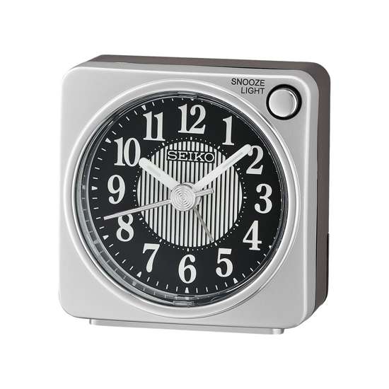 Seiko Bedside QHE185S QHE185SN QHE185-S Metallic Silver Alarm Clock