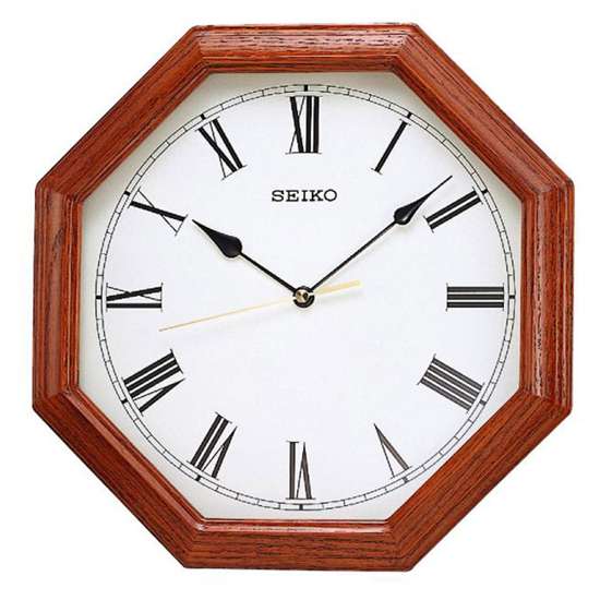 Seiko QXA152B QXA152BN Octagon Wood Wall Clock