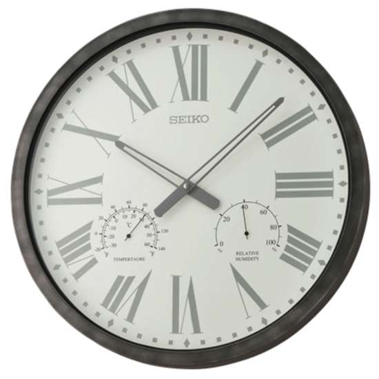 Seiko Thermometer Hygrometer QXA797K Analog Circular Wall Clock