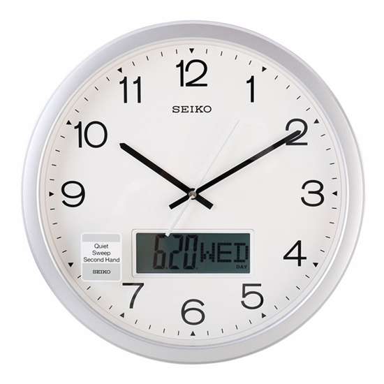 Seiko Analog LCD Calendar Wall Clock QXL007S QXL007SN
