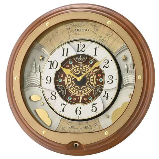 Seiko Melodies in Motion Wooden Wall Clock QXM381B QXM381-B