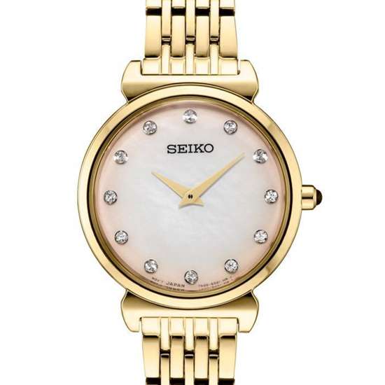 Seiko Women Gold SFQ802P1 SFQ802 SFQ802P Fashion Dress Watch