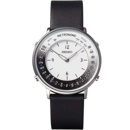 Seiko Metronome SMW001B White Dial Black Leather Quartz Analog Watch