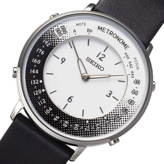 Seiko Metronome SMW001B White Dial Black Leather Quartz Analog Watch