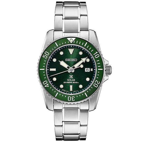 Seiko Prospex Solar SNE583P1 SNE583 SNE583P Green Dial Divers Watch
