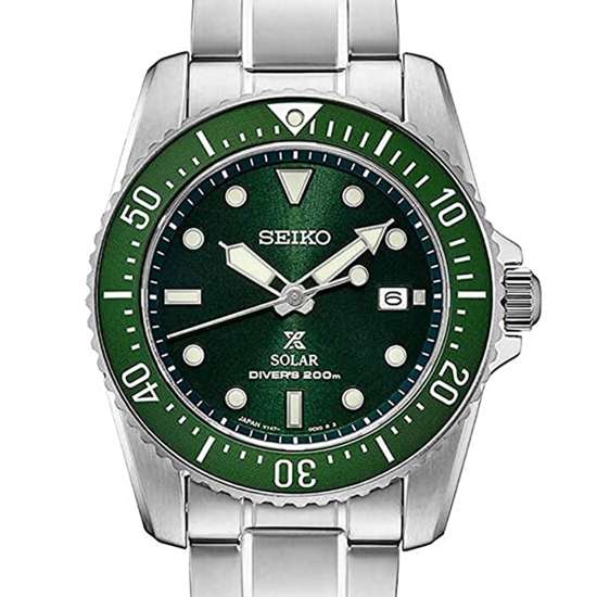Seiko Prospex Solar SNE583P1 SNE583 SNE583P Green Dial Divers Watch