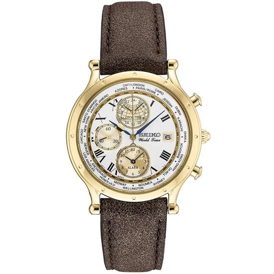 Seiko Age Of Discovery World Time SPL060P1 SPL060 SPL060P Leather Watch