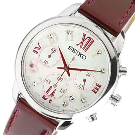 Seiko SRWZ81 SRWZ81P1 SRWZ81P Lukia Ladies Red Leather Fashion Watch