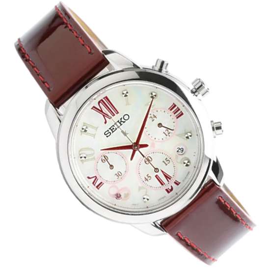Seiko SRWZ81 SRWZ81P1 SRWZ81P Lukia Ladies Red Leather Fashion Watch