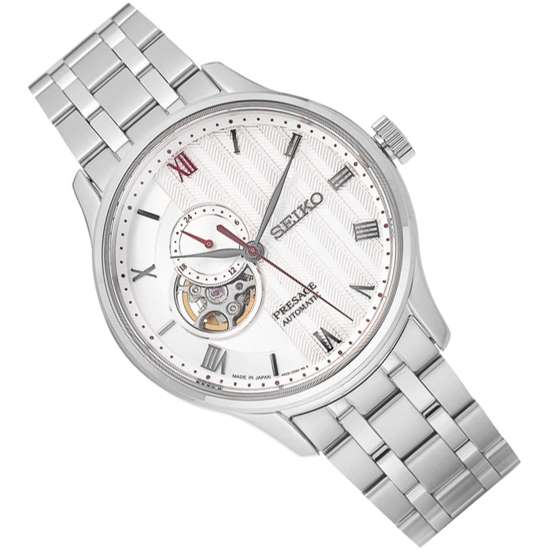 Seiko Presage Zen Garden SSA443J1 SSA443 SSA443J White Open Heart Dial Watch