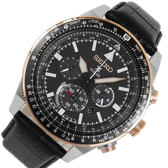 Seiko SSC611 SSC611P1 Solar Pilot Watch