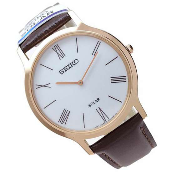 Seiko Solar SUP854P1 SUP854 SUP854P Male Leather Watch