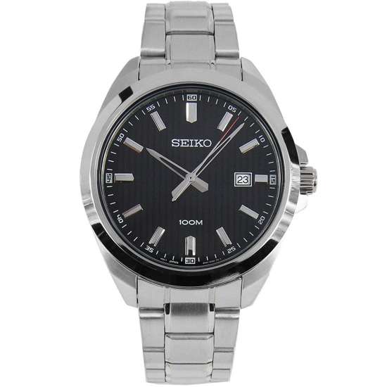 Seiko Quartz Male SUR277P1 SUR277 SUR277P Black Dial Watch