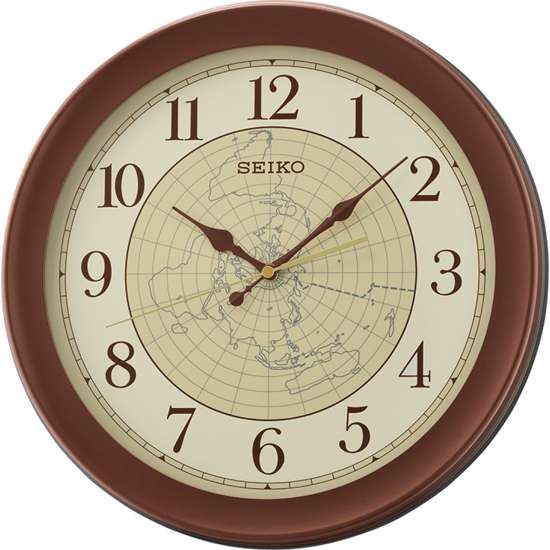 Seiko QXA709B Brown Map Wall Clock (Singapore Only)
