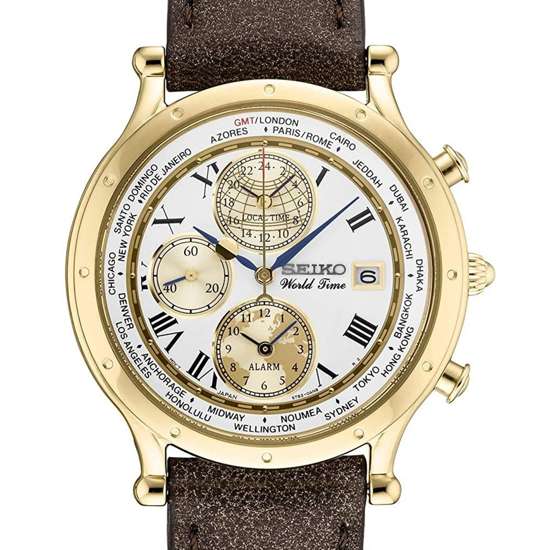 Seiko Age Of Discovery World Time SPL060P1 SPL060 SPL060P Leather Watch