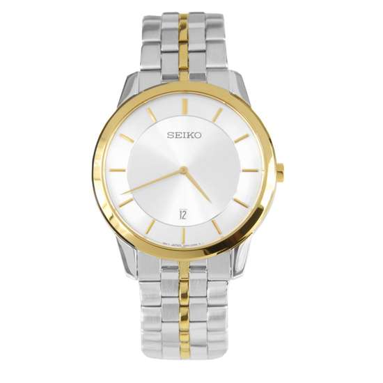 Seiko Quartz Two Tone Silver Dial Men Watch SKP382P