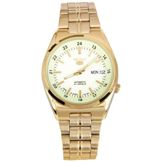 Seiko 5 Automatic Yellow Dial Mens Gold Watch SNK578J1 SNK578J SNK578