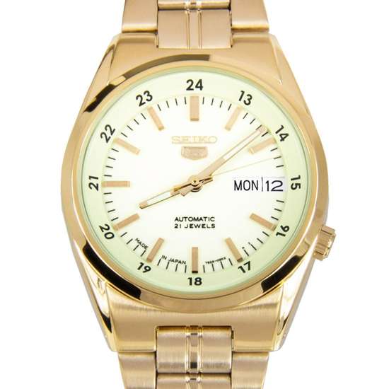 Seiko 5 Automatic Yellow Dial Mens Gold Watch SNK578J1 SNK578J SNK578