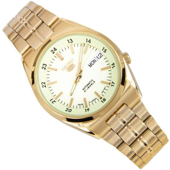 Seiko 5 Automatic Yellow Dial Mens Gold Watch SNK578J1 SNK578J SNK578