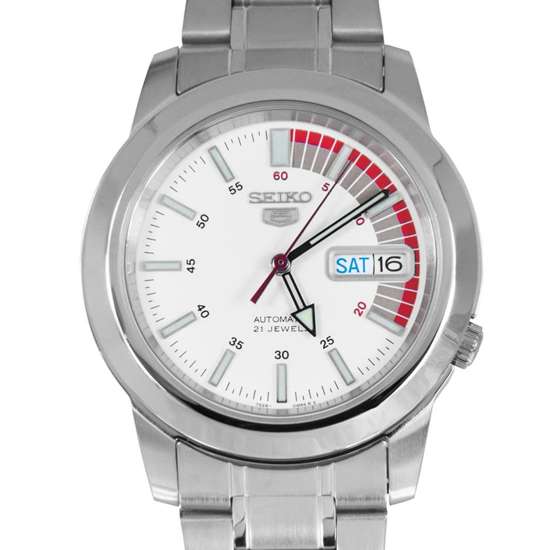 Seiko 5 White Speed Dial Mens Watch SNKK25K1 SNKK25K SNKK25