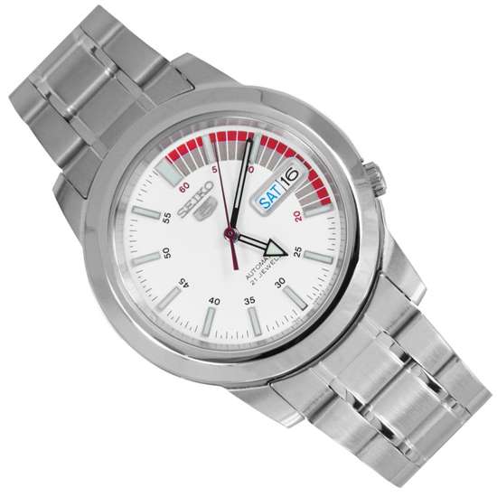 Seiko 5 White Speed Dial Mens Watch SNKK25K1 SNKK25K SNKK25