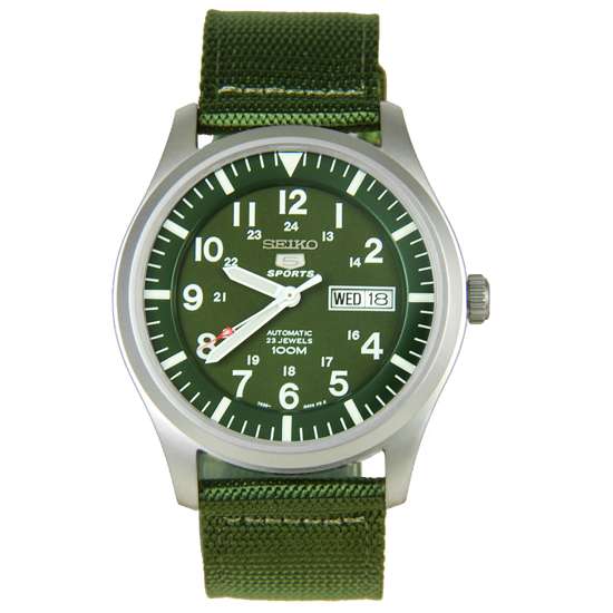Seiko 5 Men's SNZG09K1 Sport Analog Automatic Khaki Green Canvas Watch