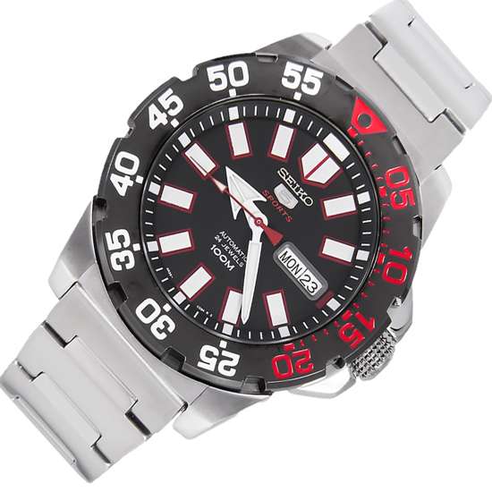 Seiko 5 Monster Lite Black Bezel Mens Watch SRP487K1 SRP487K SRP487