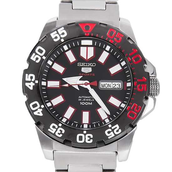 Seiko 5 Monster Lite Black Bezel Mens Watch SRP487K1 SRP487K SRP487