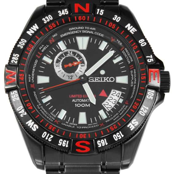Seiko Black Automatic Date Sports WR 100m Mens Watch SSA113J1