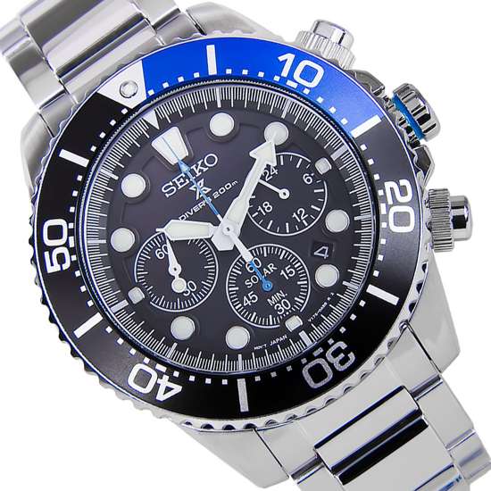 Seiko Solar Chronograph Divers Mens Watch SSC017P1 SSC017P SSC017
