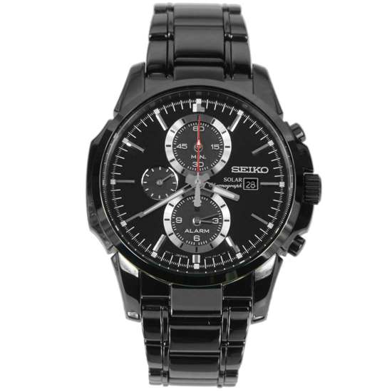 Seiko Solar Chronograph Alarm Black SSC095P1 SSC095P SSC095