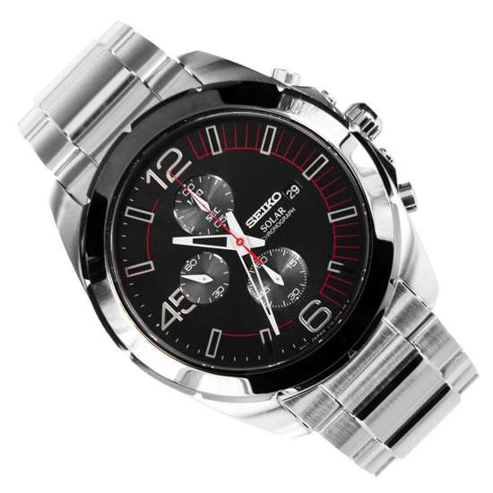 Seiko SSC215P1 SSC215P Solar Chronograph Stainless Steel Watch