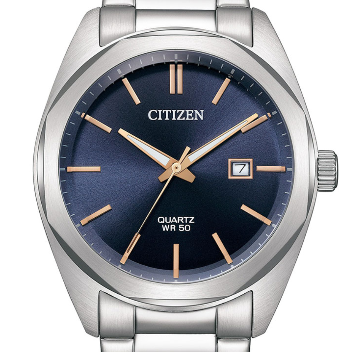 Citizen BI5110-54H BI5110 Quartz Blue-Gray Dial Stainless Steel Mens Watch - Skywatches