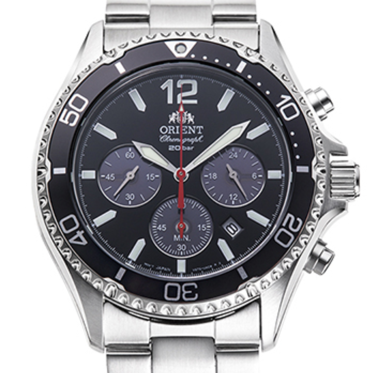 Orient Mako RA-TX0202B RA-TX0202B10B Solar Chronograph Black Dial Watch - Skywatches