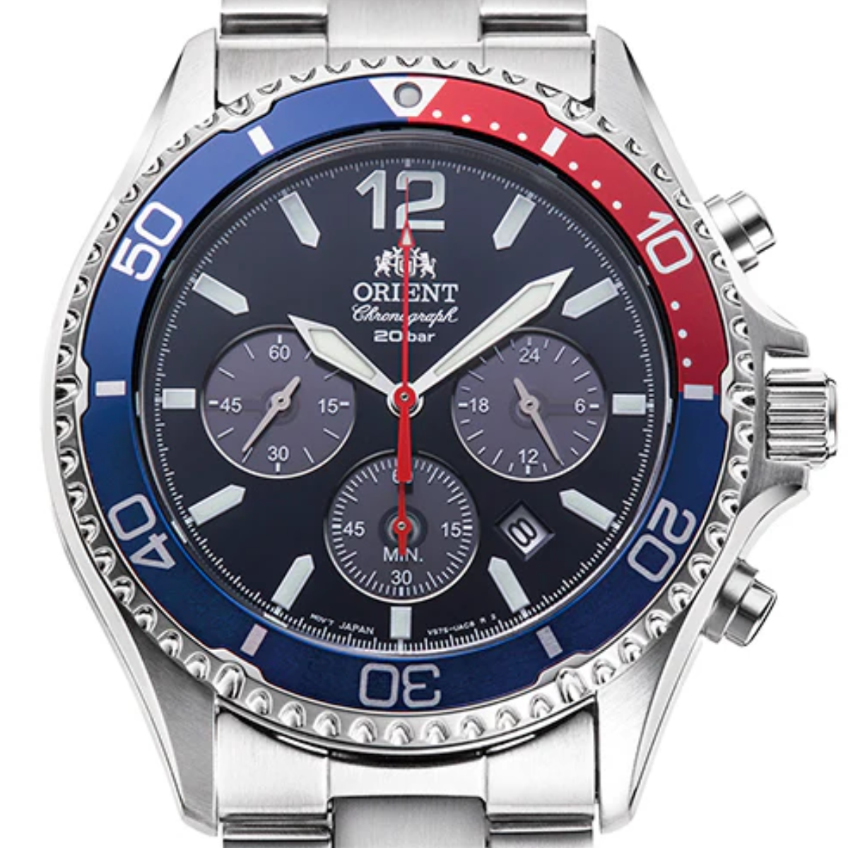 Orient Mako RA-TX0201L10B RA-TX0201L Chronograph Solar Black Dial Watch - Skywatches