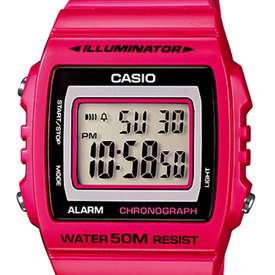 W-215H-4AVDF Casio Standard Pink Alarm Chronograph