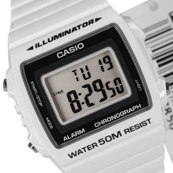 W-215H-7AVDF Casio Digital WR50m Chronograph White Stopwatch