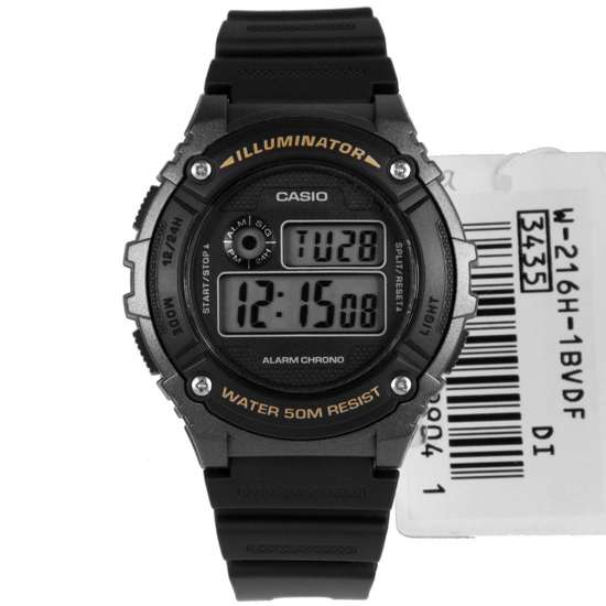 Casio Standard Black Chrono Mens Digital Watch W-216H-1BV W216H