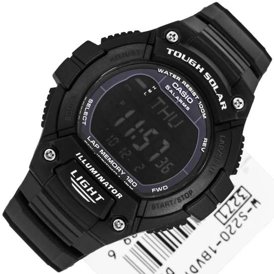 Casio Youth Black Illuminator Solar Watch W-S220-1BV WS220