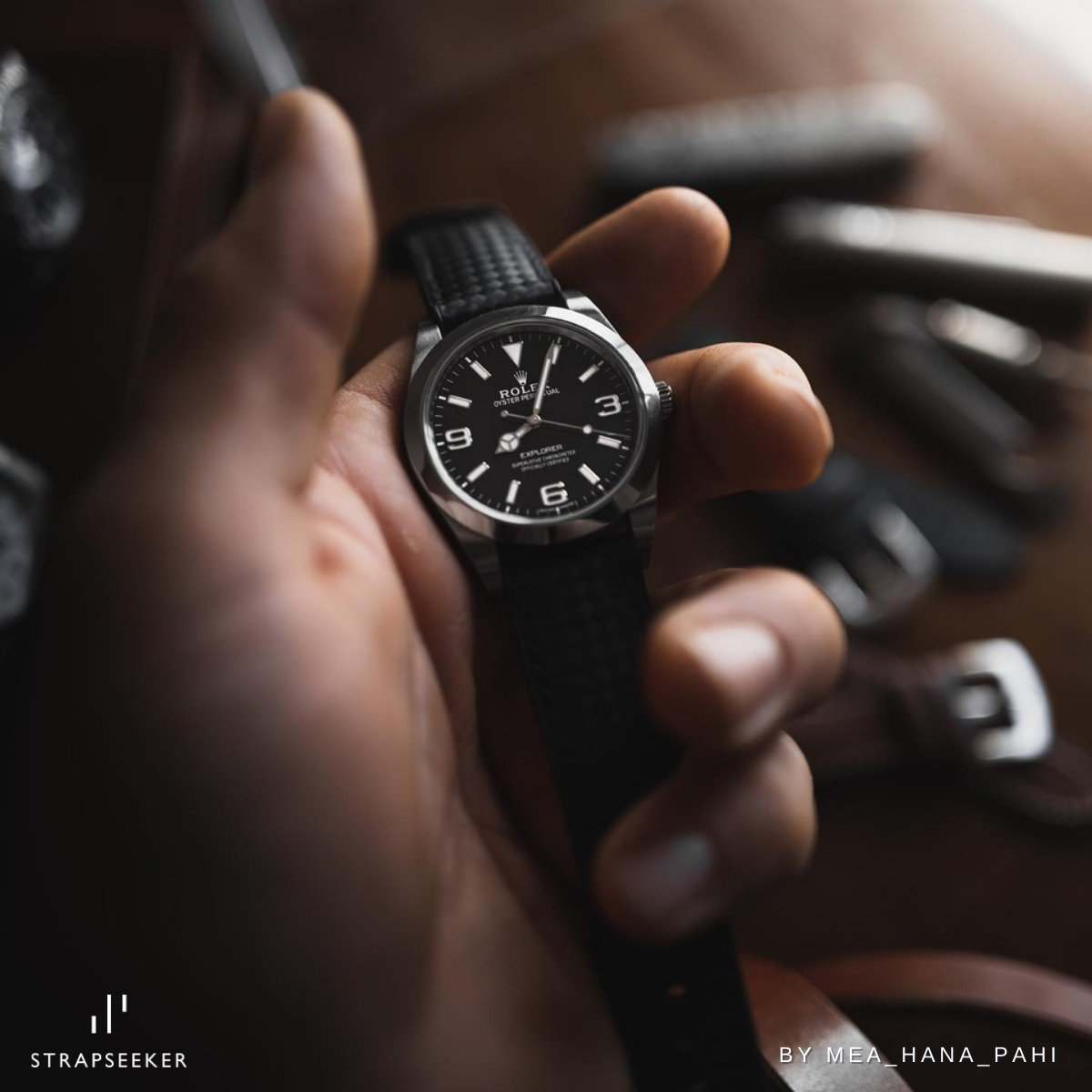 Ezra Leather Rubber Performance Hybrid Strap Black