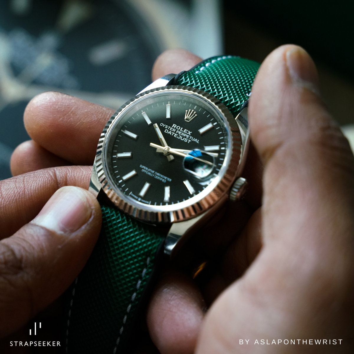 #color_Green Nylon White Stitch / Black FKM Rubber