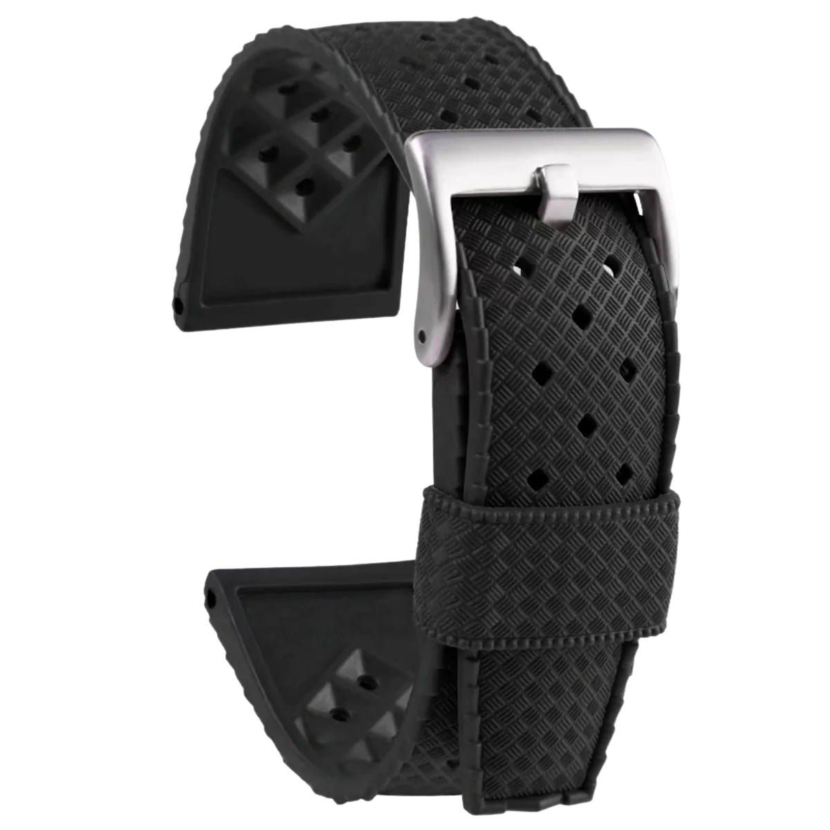 Graham Perforated Vintage Tropic Rally Rubber Strap Black 