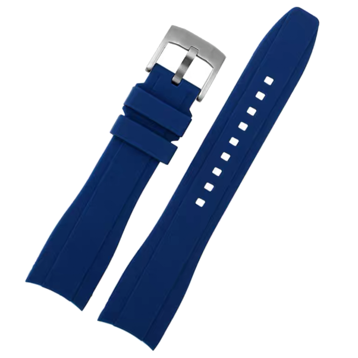 Dexter Silicone Curved Lug End Watch Strap Blue (Rolex Replacement) 