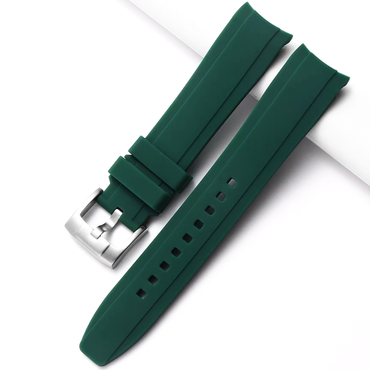 Dexter Silicone Curved Lug End Watch Strap Black (Rolex Replacement) 